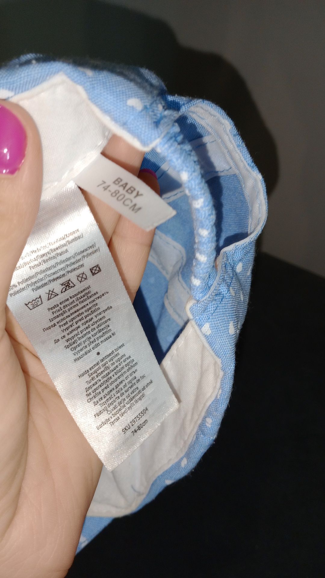 Czapka z daszkiem dla dziewczynki 74 80 uszka serduszka jeans