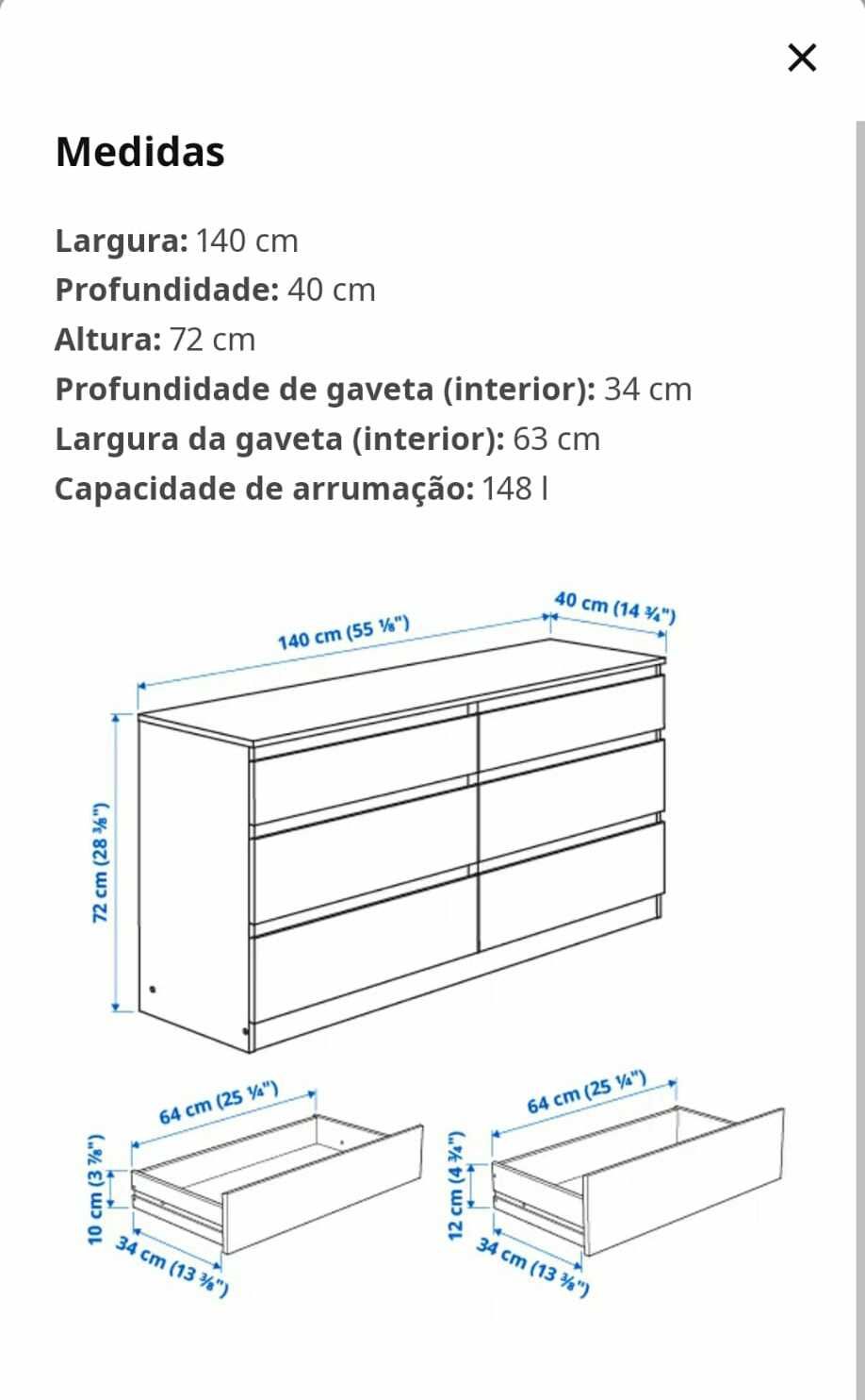 Cómoda Kullen 6 gavetas