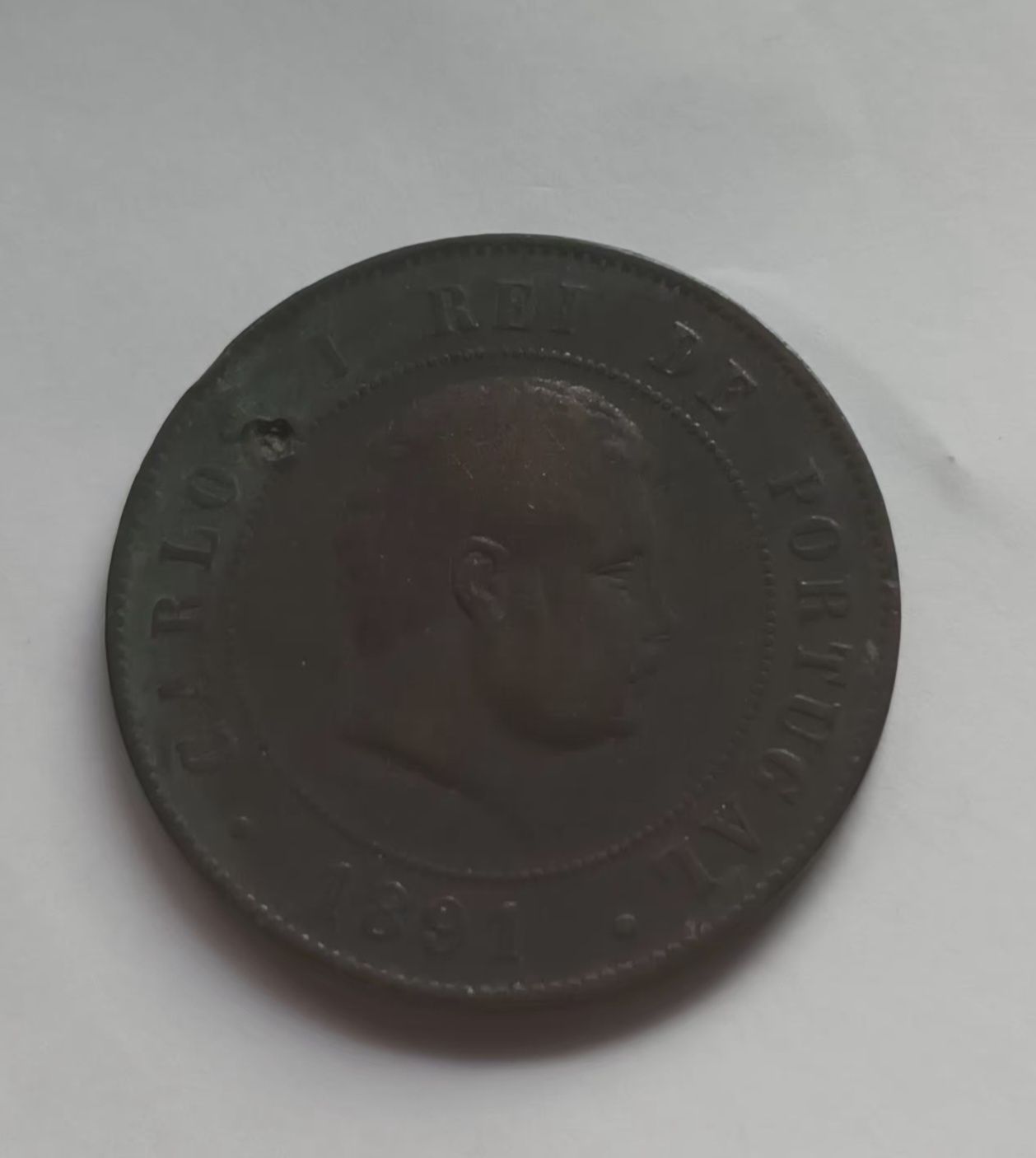 Moeda Monarquia D. CARLOS 20 reis 1891 A