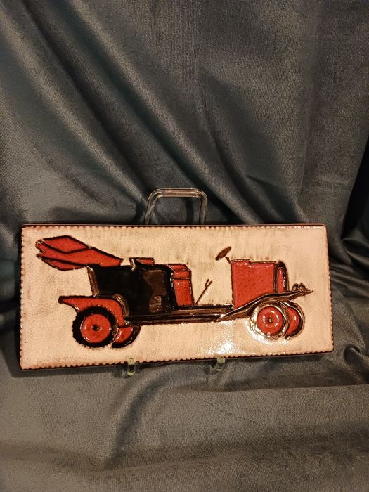 Plakieta ścienna ceramika auto Vintage