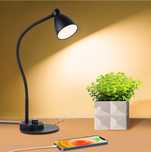 Metalowa lampa biurkowa LED z przyłączem USB do ładowania