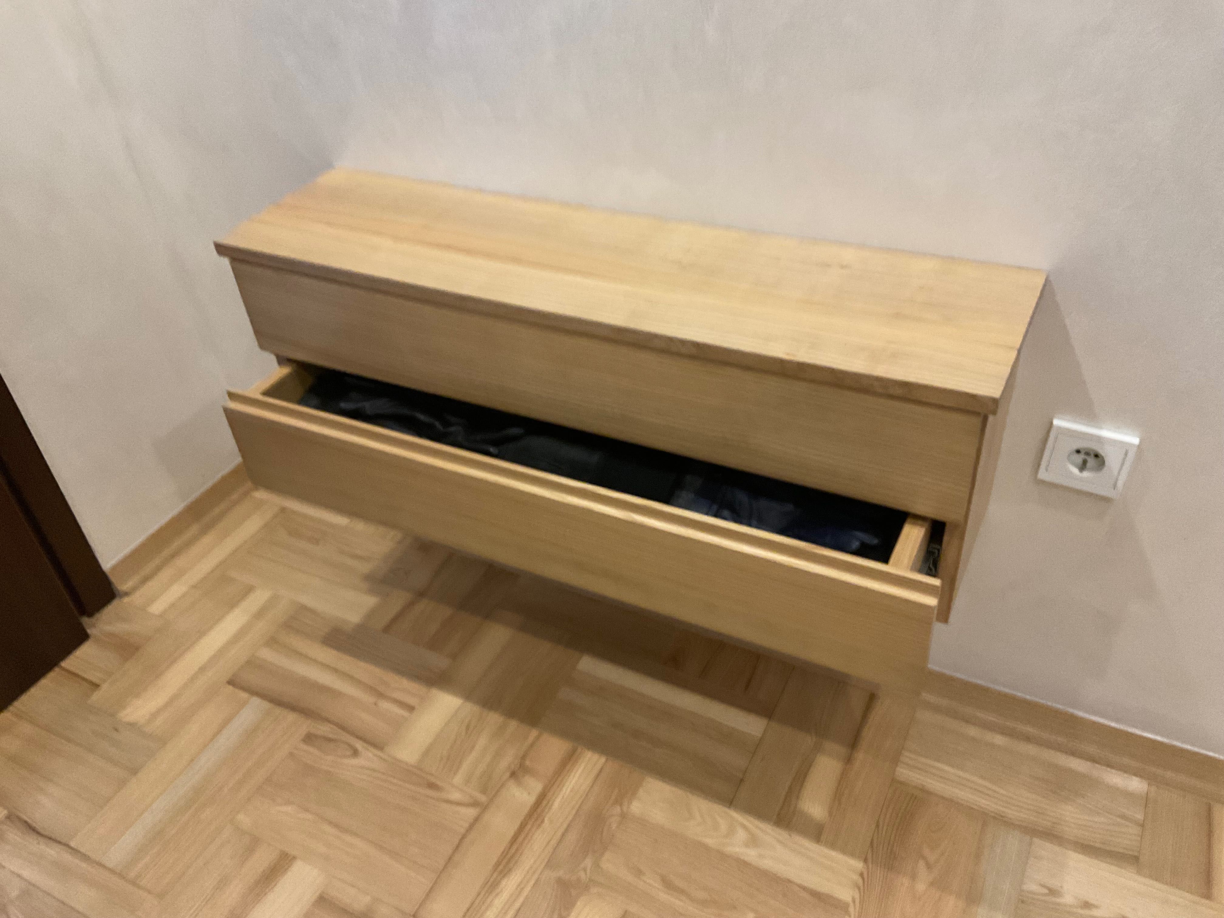 Komplet przedpokój szafka + wieszak + pólka, lite drewno