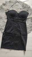 Czarna sukienka mini wiązana na karku S/M gorsetowa