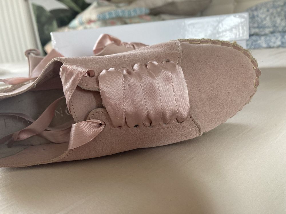Eva Minge NOWE buty sznurowane espadryle rozm.37 pudrowy róż