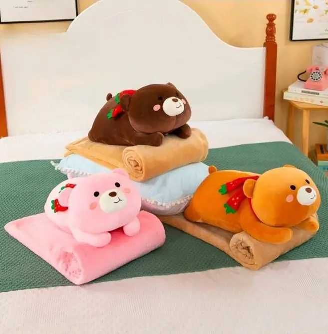 Игрушка-плед мишка 3в1 (57см) розовый