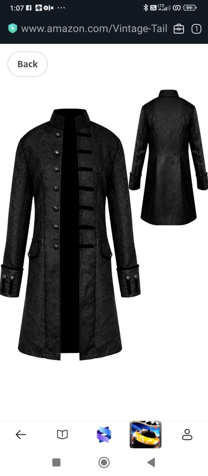 Men's XL.Gothic Steampunk Vintage Tailcoat Jacket Medieval Victorian F