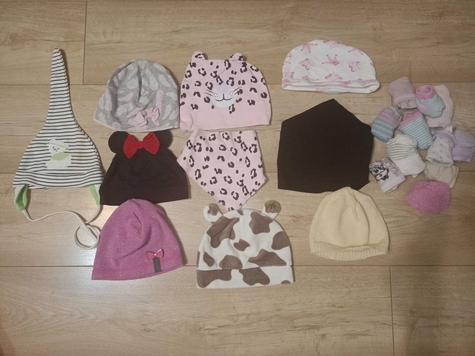 Czapeczki wiosna .chusty i inne dla dziewczynki 6-12