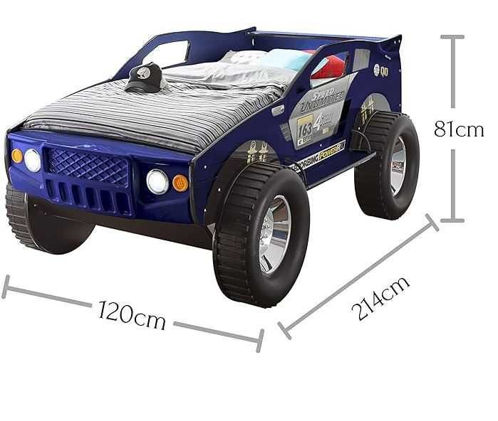 Jeep łóżko w kształcie samochodu niebieski, 120 x 214 x 95 cm