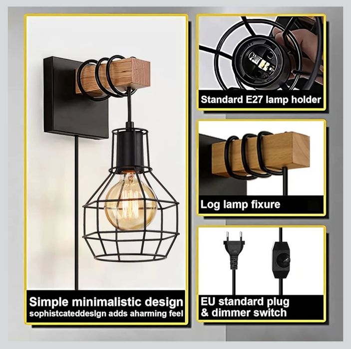 Liyabber Kinkiet do wnętrz w stylu vintage