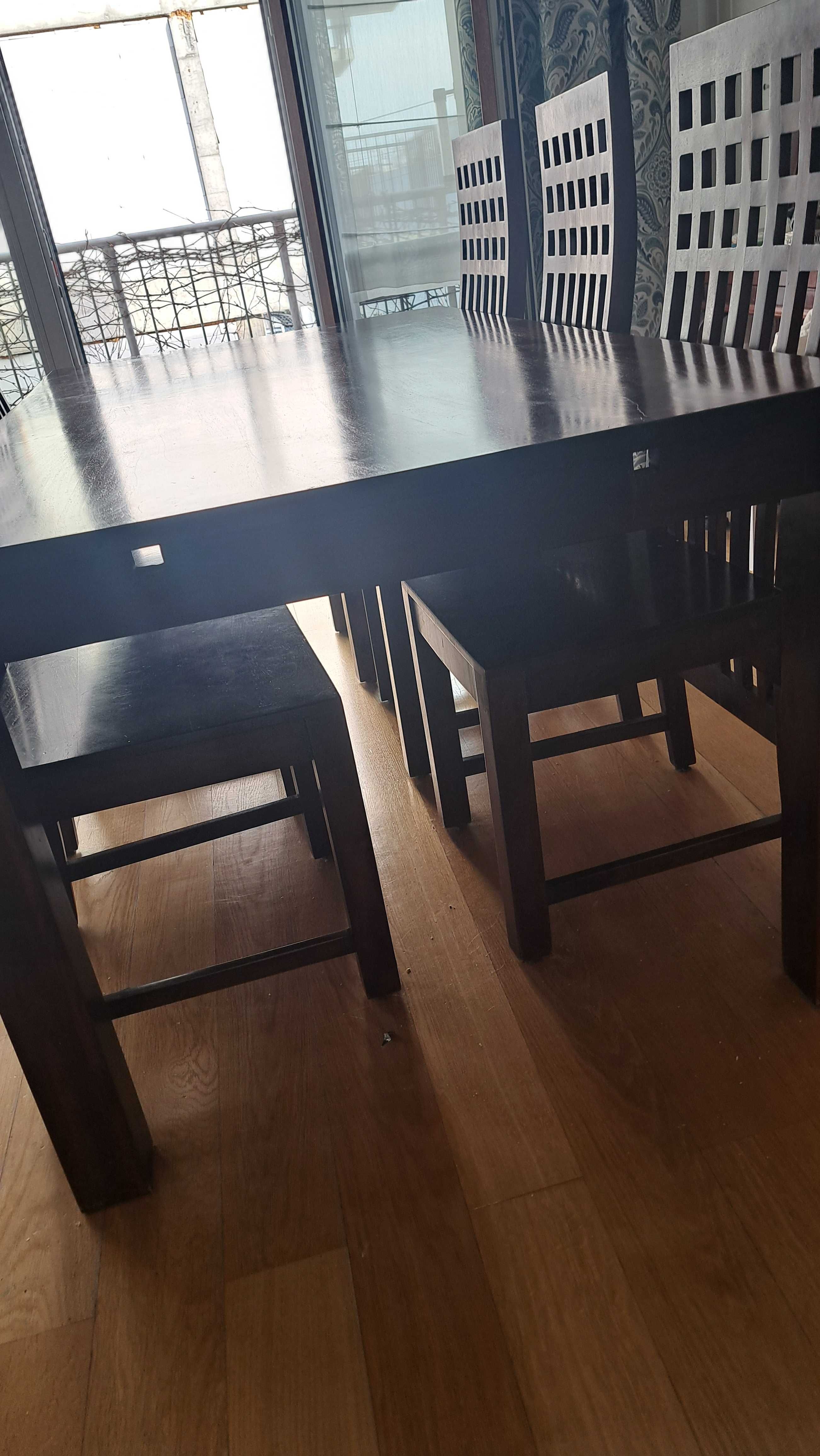 Stół kolonialny +6 krzeseł palisander tek