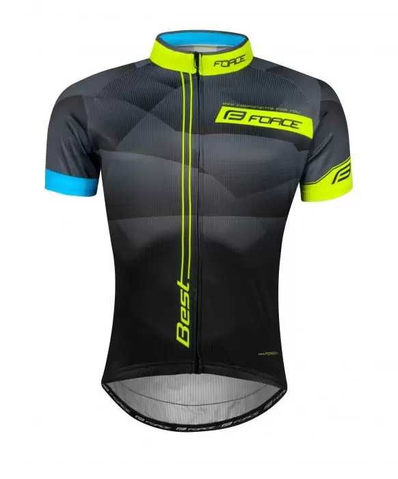 Koszulka  FORCE BEST MTB, Czarno-FLUO, M/L/XL/XXL Markowe Rowery