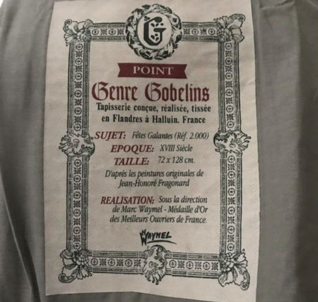 Tapeçaria Gobelin genuina e antiga.