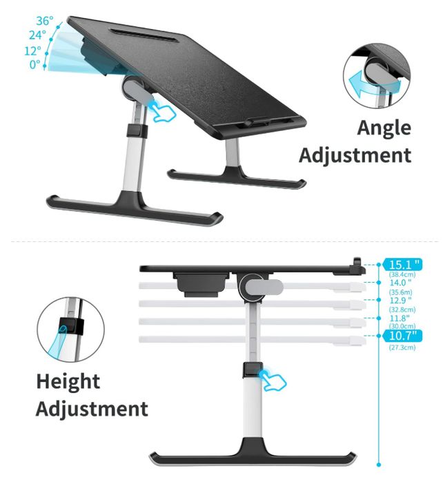 SAIJI stolik do laptopa, kąt nachylenia, składane nogi 60x45 cm
