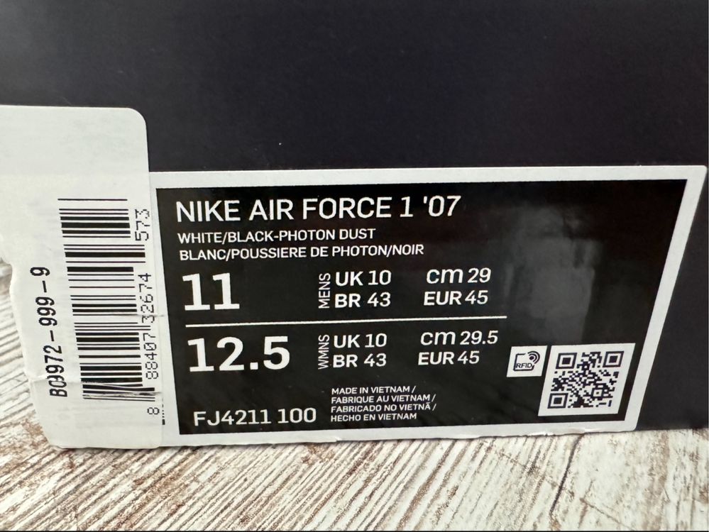 Мужские кроссовки Nike Air Force 1 (45 EUR) FJ4211-100 Оригинал