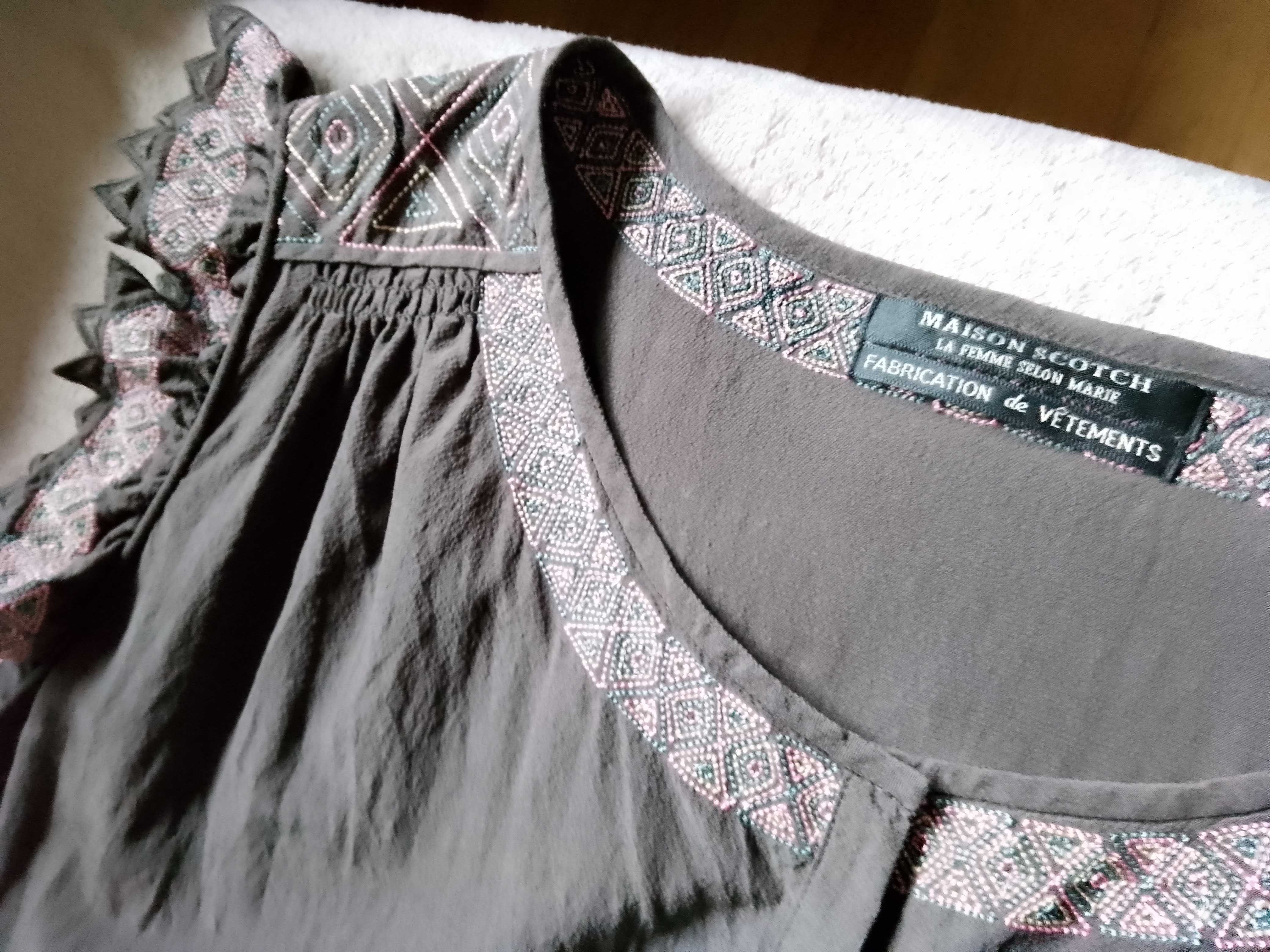 MAISON SCOTCH La femme selon Marie M 38 JEDWAB szary/brąz sukienka