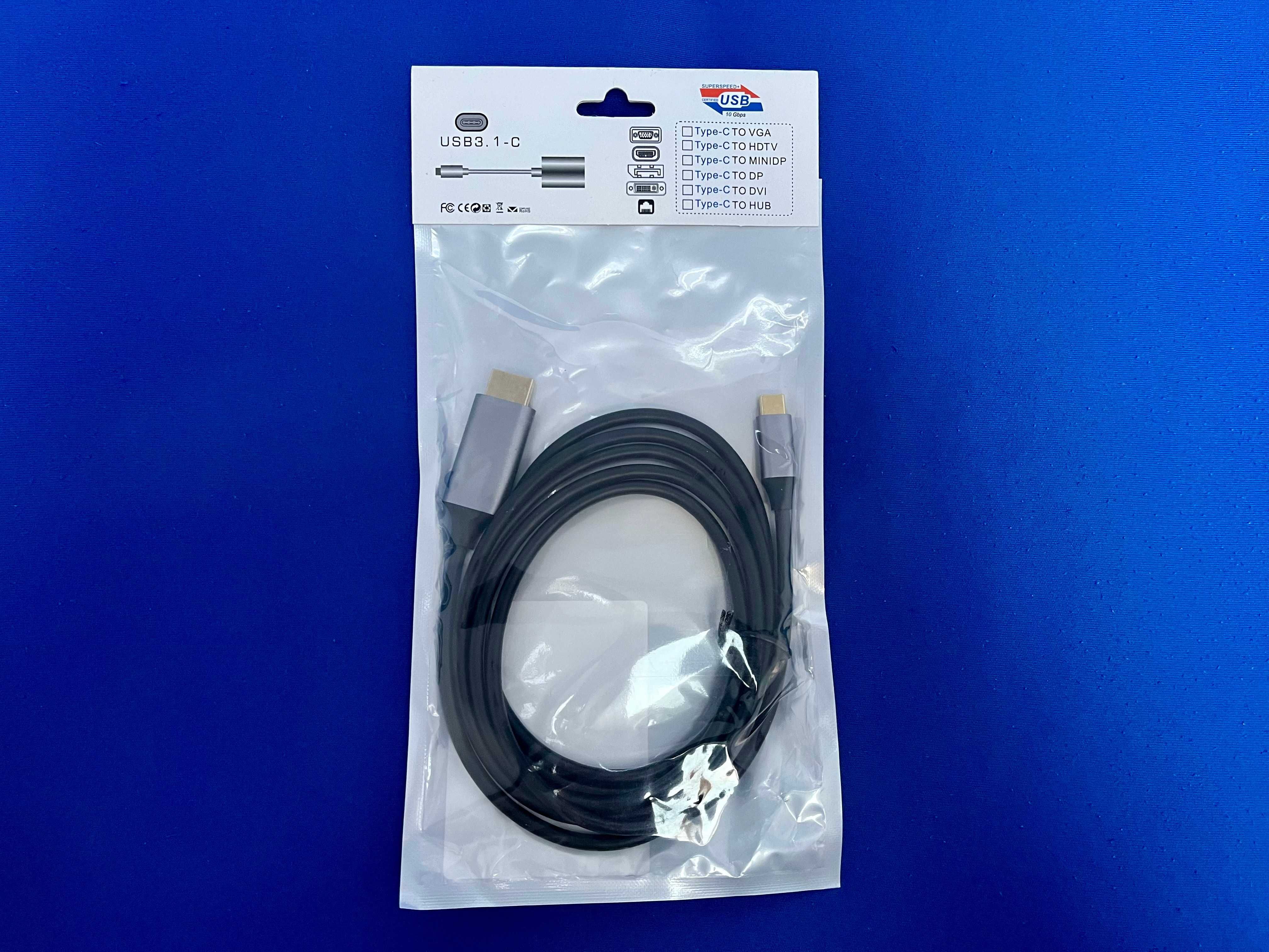 Кабель перехідник USB Type-C to HDMI 1.8м 30Hz 4K MacBook Адаптер