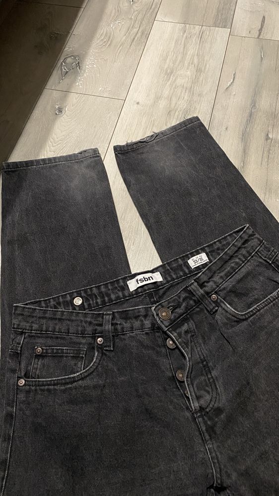 Spodnie fsbn 33/30 loose justin męskie jeansy czarne klasyczne