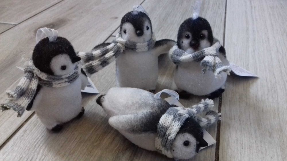 Zestaw 4 pingwinów zawieszki ozdoby dekoracja