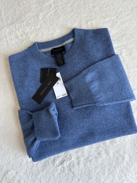 Sweter kaszmirowy męski kolor niebieski Magaschoni rozmiar M