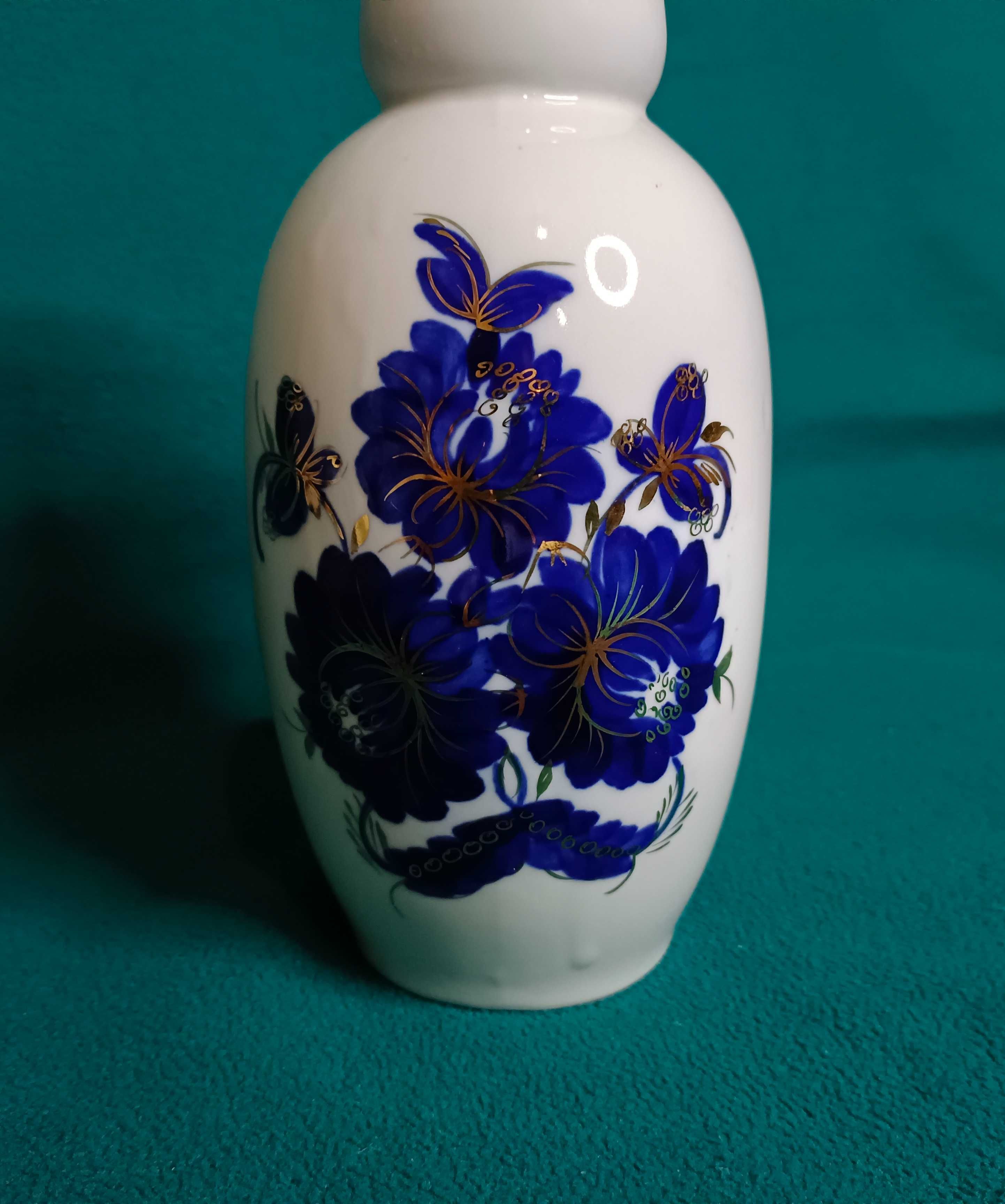Wazon porcelanowy, kobaltowe kwiaty, Płonne