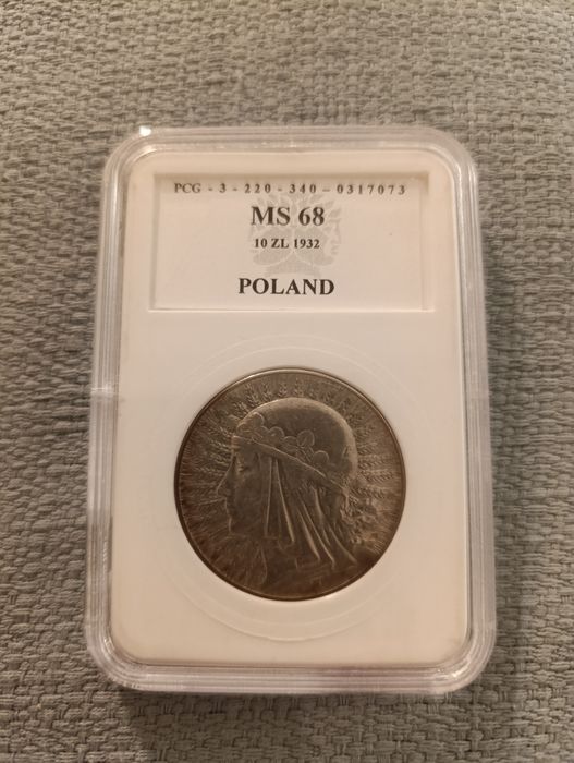 10 zł Głowa kobiety 1932 srebro MS 68 grading
