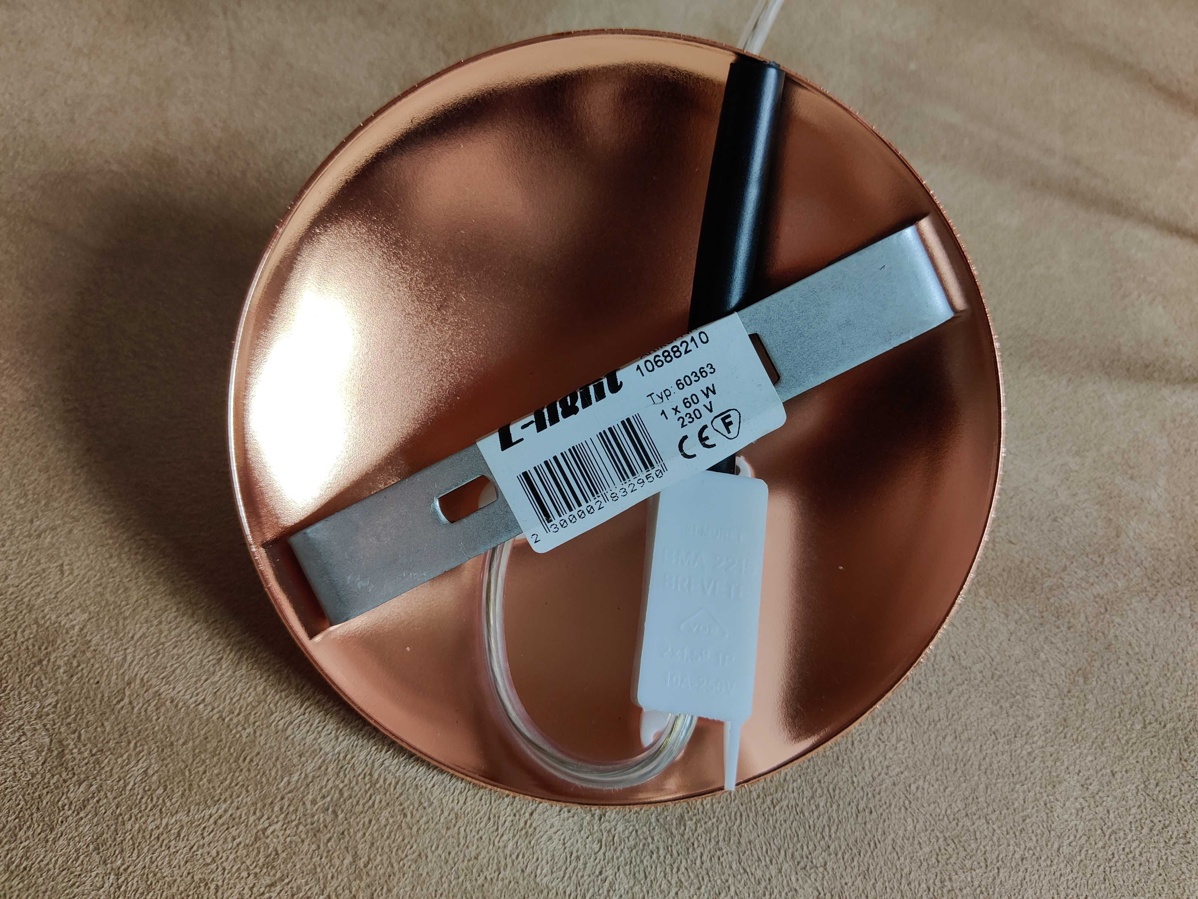 Żyrandol jedynka, lampa jedynka - miedziana