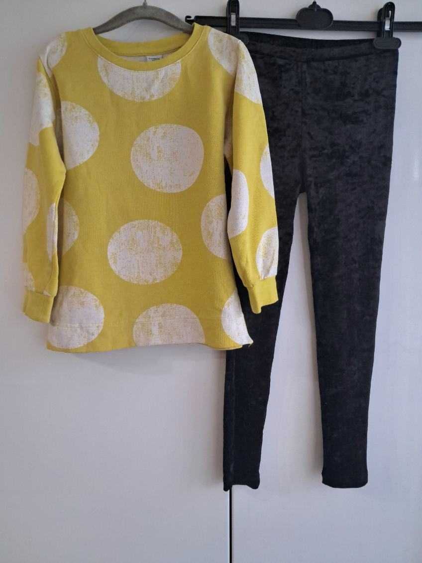 Cudny zestaw:) bluza welurowe legginsy roz 122/128