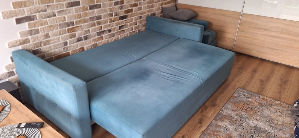 Sofa turkusowa z funkcją spania AGATA Meble