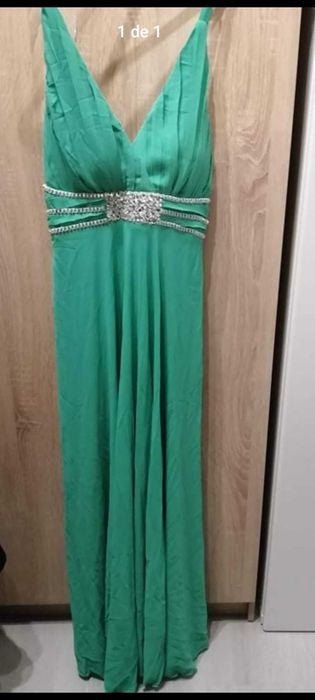 Vestido longo forrado verde novo