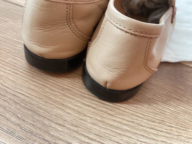 Zara skóra naturalna loafers mokasyny złote zdobieni mosiężne jesień