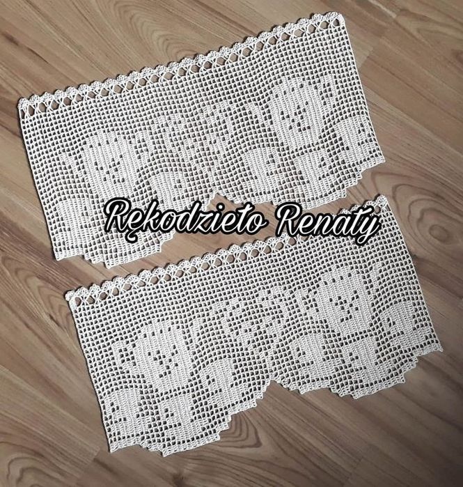 Zazdrostki,firanki na szydełku rękodzieło handmade
