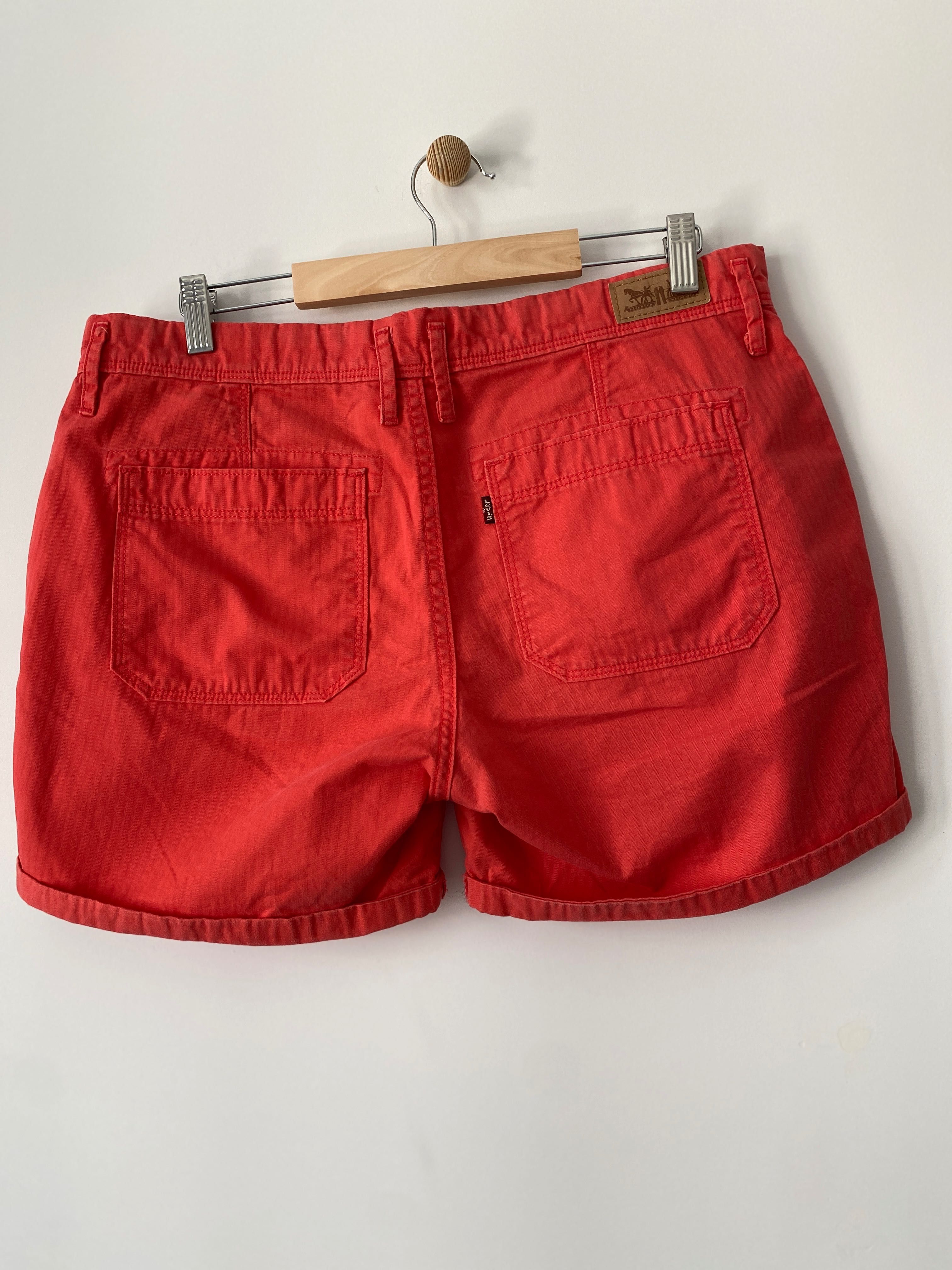 Pomidorowe szorty Levis, krótkie spodenki 00s y2k letnie vintage 90s