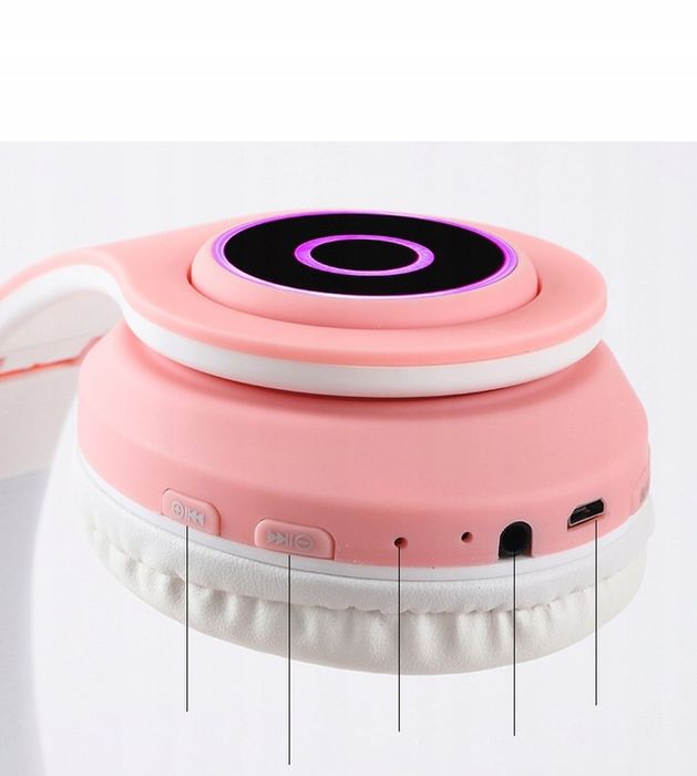 Zestaw Słuchawki Nauszne Dla Dzieci Kocie Uszy + Mikrofon Karaoke Blue