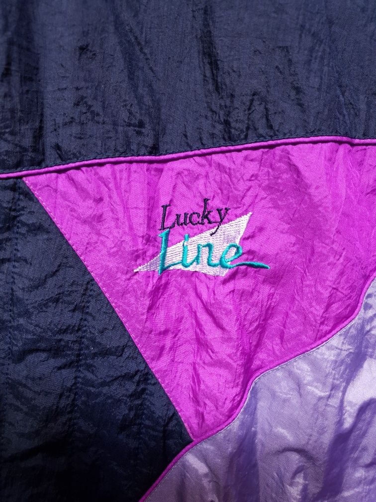 Bluza błyszcząca szelest Lucky Line XXL 2XL lata 90