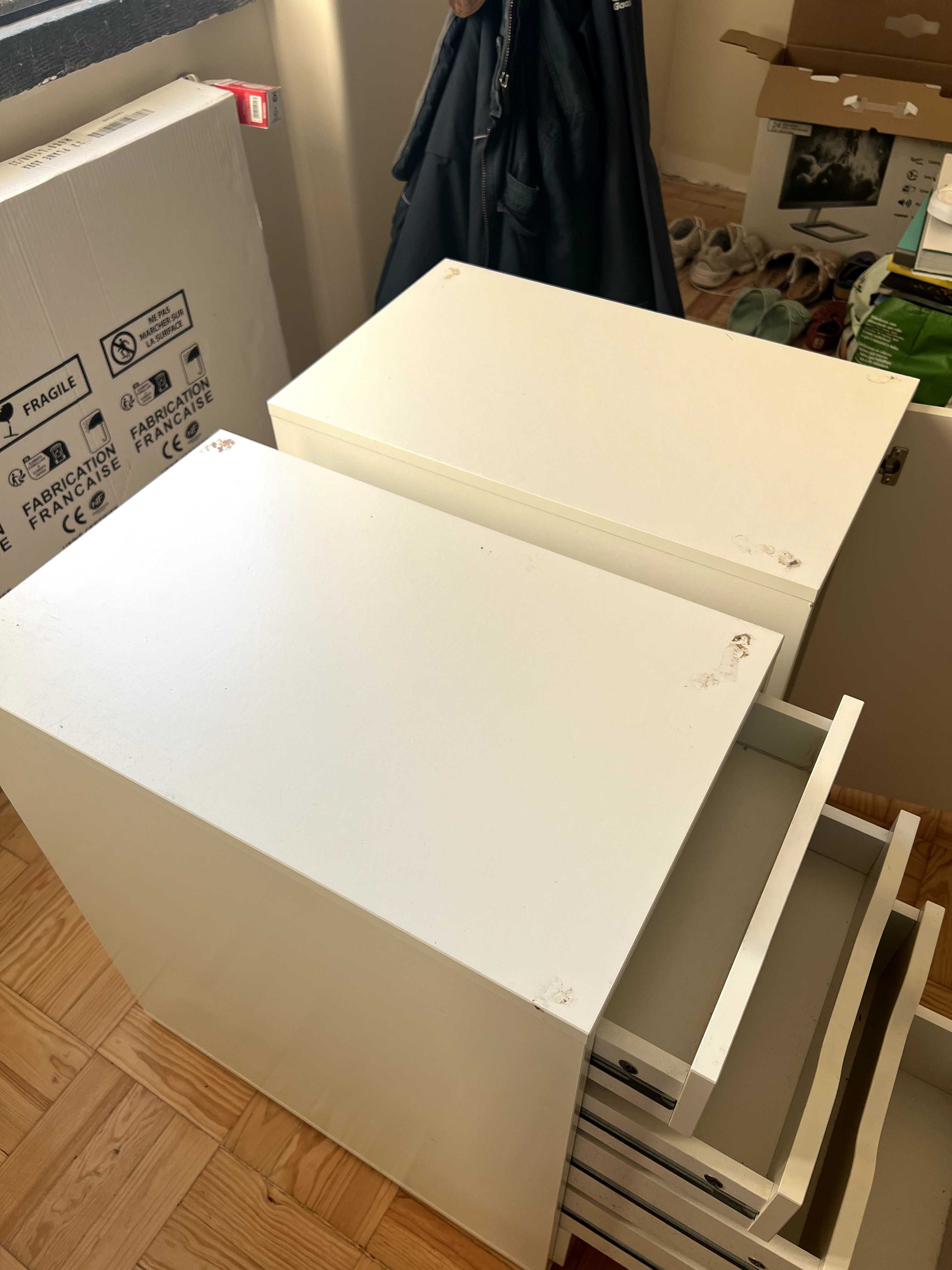 2 Blocos Gavetas e Porta ALEX IKEA Branco 36x70cm