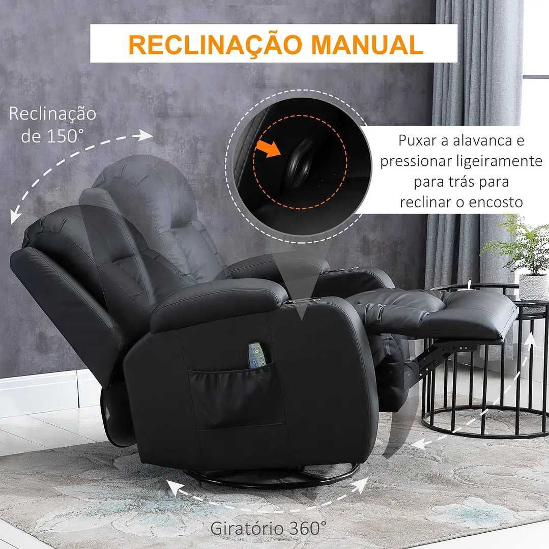 Poltrona relax de com Massagem por Vibração & Função de Aquecimento