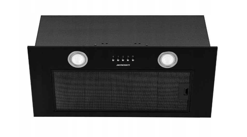 Nowoczesny OKAP KUCHENNY Do Zabudowy 60cm Czarny Led (OKAZJA)