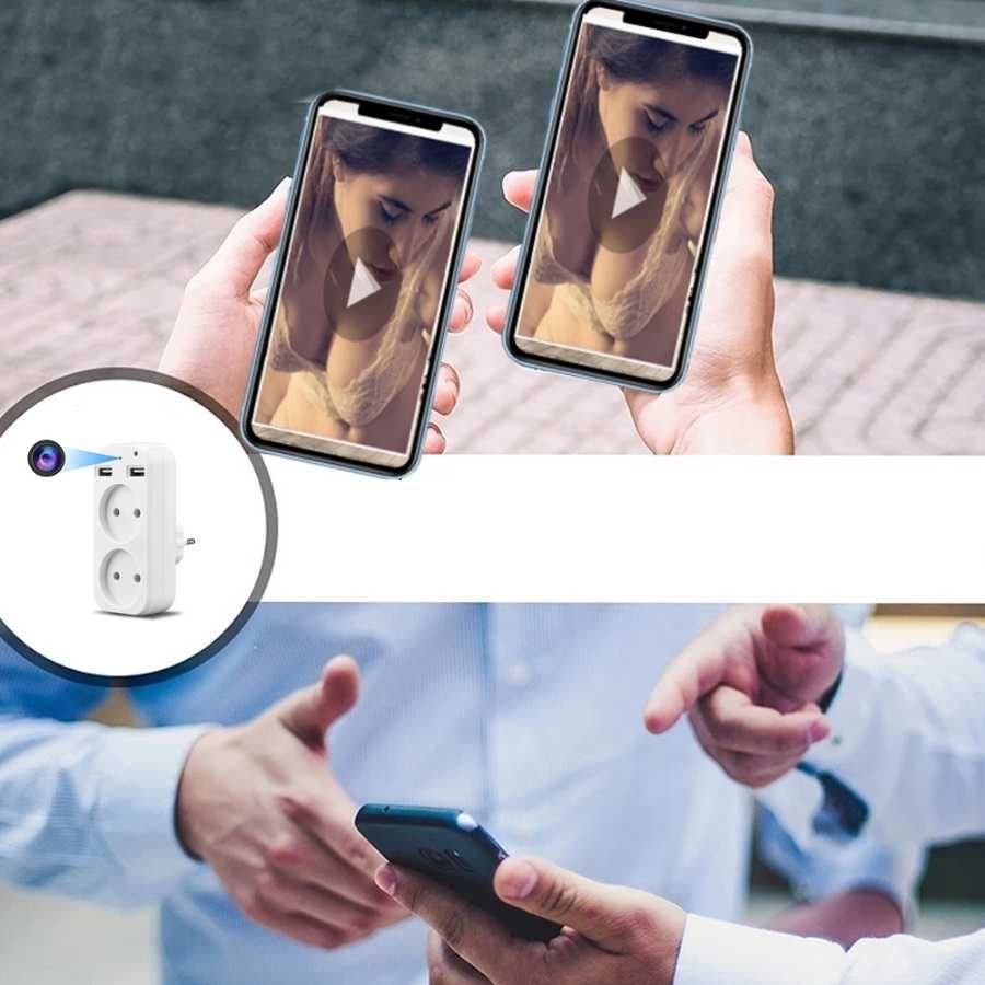 Mini Ukryta Kamera Rozgałęźnik Adapter Ładowarka FULL HD Wifi