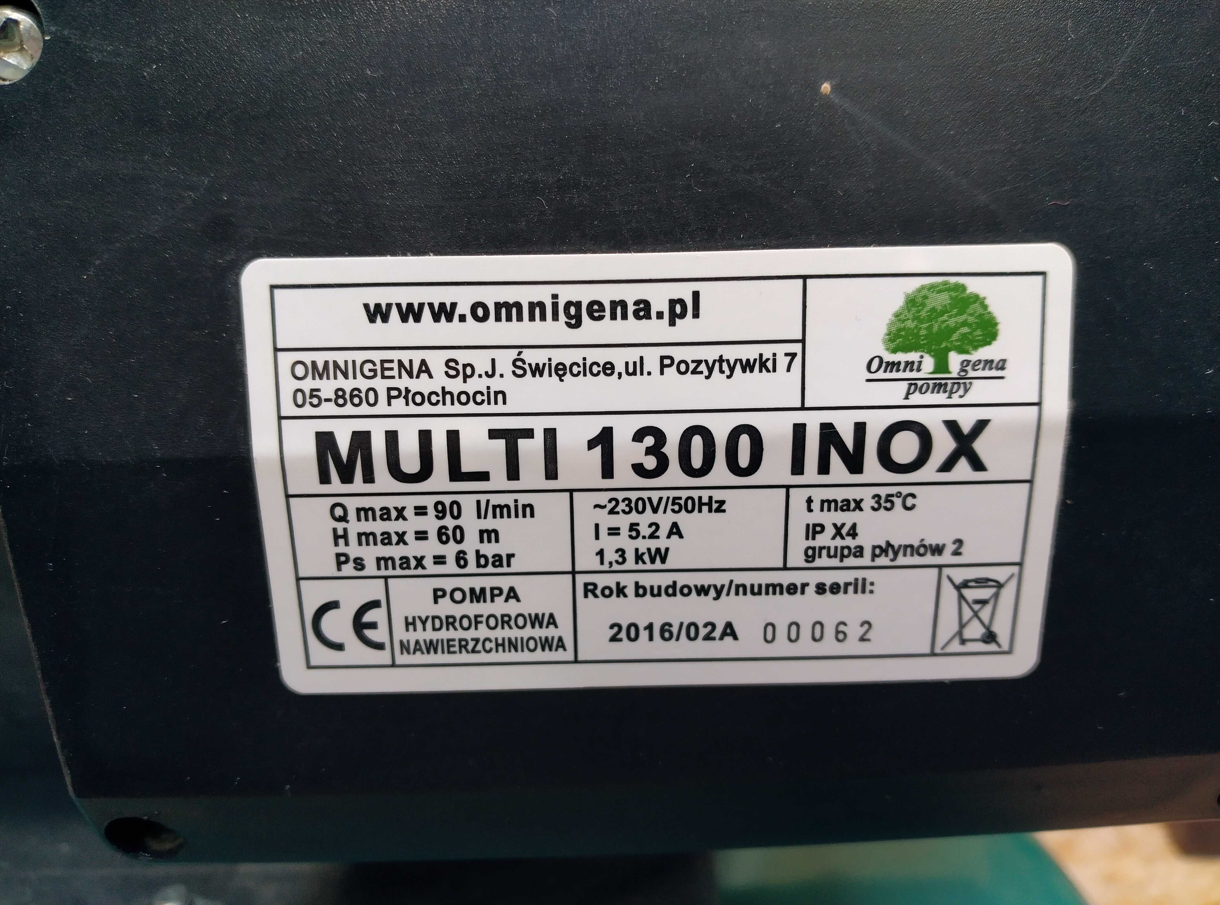 Zestaw hydroforowy Omnigena Multi 1300 INOX 230V 24l + filtr USTM 1"