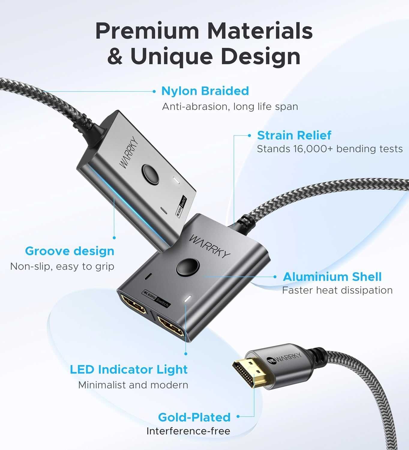 Przełącznik HDMI 2 w 1 wyjście 4K przy 60Hz HDCP 2.2 HDR WARRKY