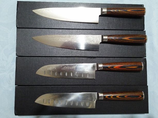 Нож Шеф Дамаск 67 слоев Япония. 61+-1 HRC (17.5/20.3 см. лезвие)