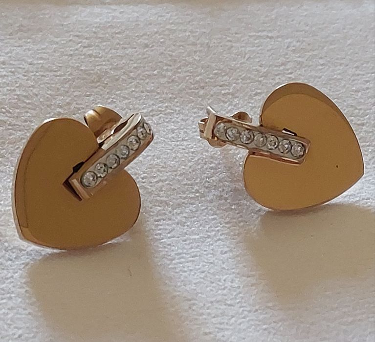 Colar e Brincos "Coração c/ Brilhantes"