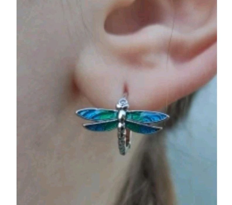 2 pary nowe kolczyki srebrne tulipany i gratis ważki piękne emaliowane