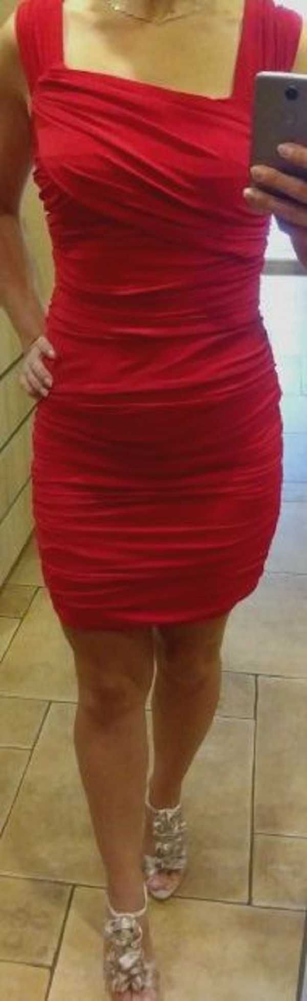 Marszczona czerwona sukienka rozmiar S 36