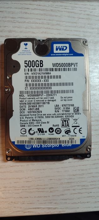 Продам жорсткий диск на 500ГБ Б/У