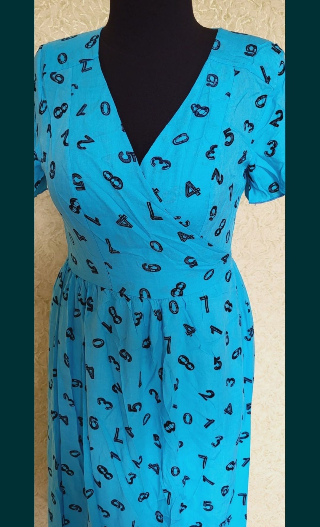 Платье коттон штапель.. назапах 48-50р яркое голубое