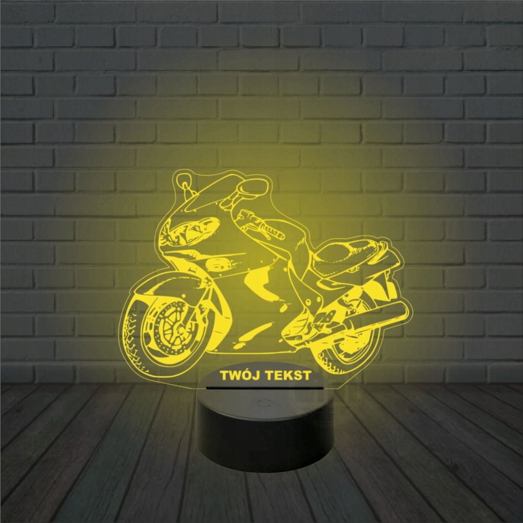 Lampka nocna na biurko 3d led imię MOTOR ŚCIGACZ