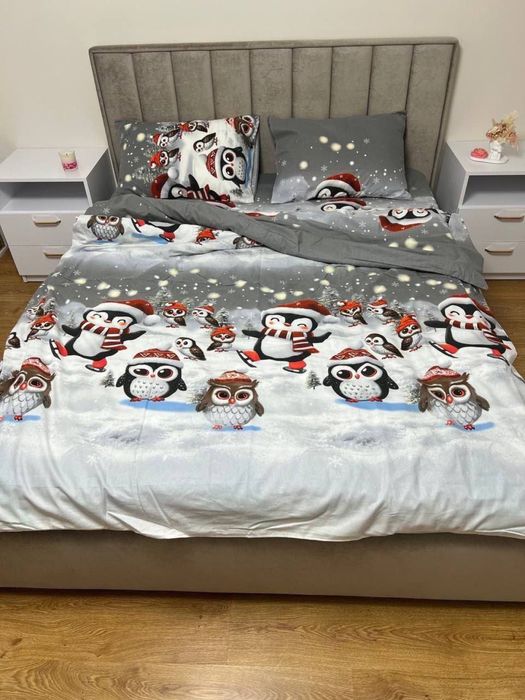 Тепла новорічна постільна білизна байка (фланель)
