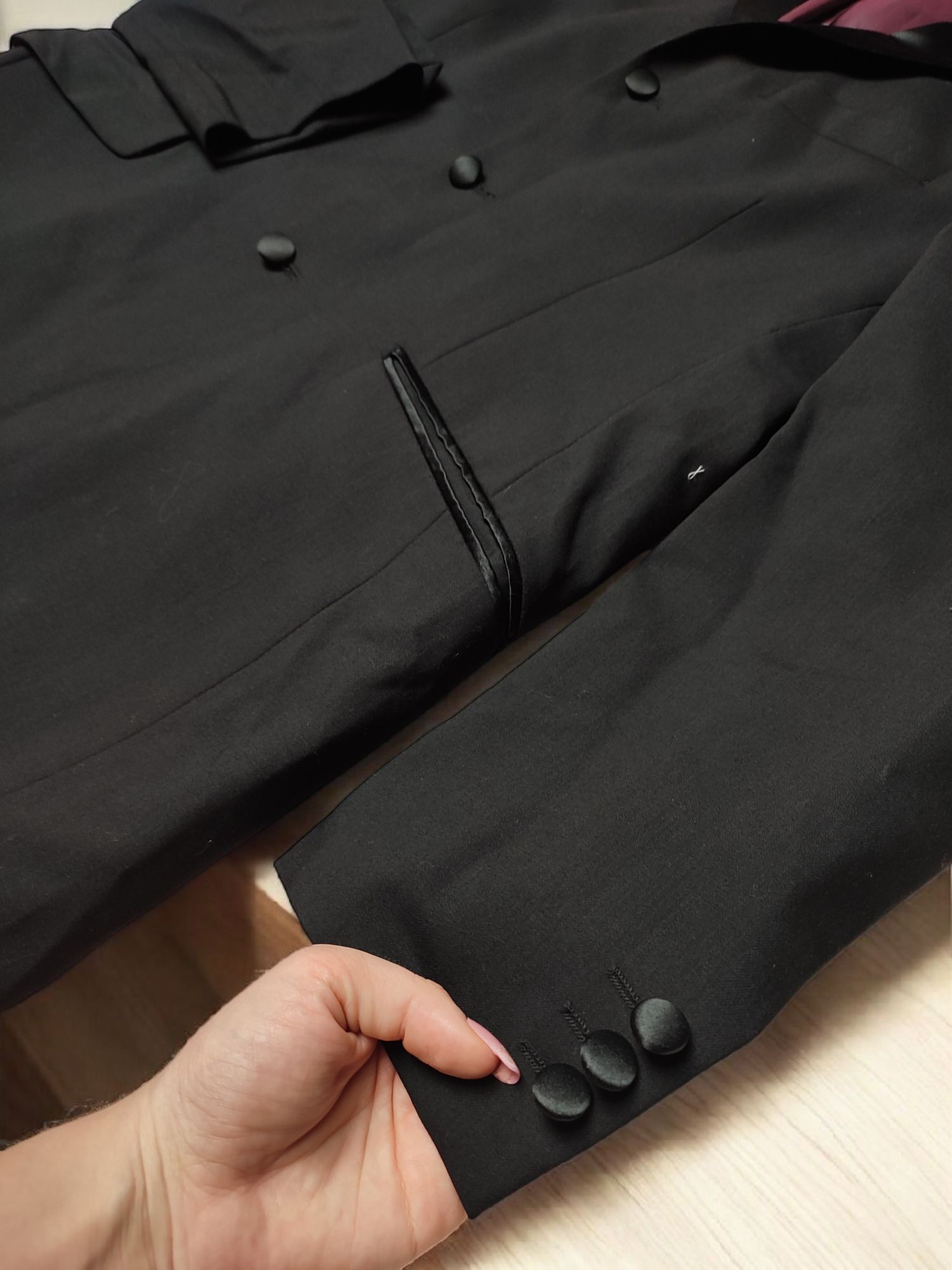 Ekskluzywna Marynarka Smokingowa 100% wełna Woolmark Klasyka Elegancji