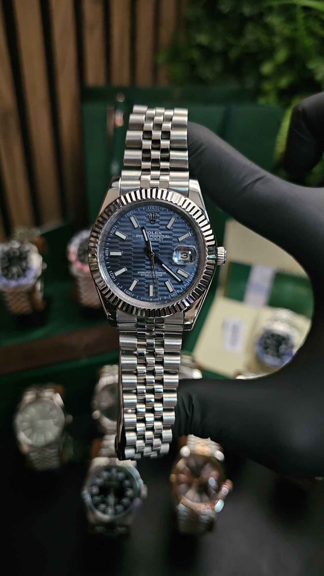 Rolex Datejust Fluted Motif Dial azul
